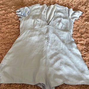 Baby blue button romper